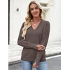 image:imageANRABESS Lightweight Sweaters for Women Long Sleeve V Neck Shirts Business Casual Work Blouses 2026 Fall Knit Pullover TopsTaupe