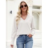 image:imageANRABESS Lightweight Sweaters for Women Long Sleeve V Neck Shirts Business Casual Work Blouses 2026 Fall Knit Pullover TopsWhite