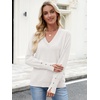 image:imageANRABESS Lightweight Sweaters for Women Long Sleeve V Neck Shirts Business Casual Work Blouses 2026 Fall Knit Pullover TopsWhite