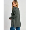 image:imageANRABESS Long Sleeve Shirts for Women Waffle Knit V Neck Loose Fit Side Slit 2026 Fall Sweater Tops for Daily Casual WearArmy Green