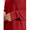 image:imageANRABESS Long Sleeve Shirts for Women Waffle Knit V Neck Loose Fit Side Slit 2026 Fall Sweater Tops for Daily Casual WearBright Red