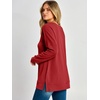 image:imageANRABESS Long Sleeve Shirts for Women Waffle Knit V Neck Loose Fit Side Slit 2026 Fall Sweater Tops for Daily Casual WearBright Red