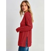 image:imageANRABESS Long Sleeve Shirts for Women Waffle Knit V Neck Loose Fit Side Slit 2026 Fall Sweater Tops for Daily Casual WearBright Red
