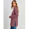 image:imageANRABESS Long Sleeve Shirts for Women Waffle Knit V Neck Loose Fit Side Slit 2026 Fall Sweater Tops for Daily Casual WearMauve