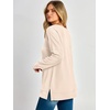 image:imageANRABESS Long Sleeve Shirts for Women Waffle Knit V Neck Loose Fit Side Slit 2026 Fall Sweater Tops for Daily Casual WearParchment