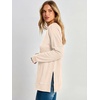 image:imageANRABESS Long Sleeve Shirts for Women Waffle Knit V Neck Loose Fit Side Slit 2026 Fall Sweater Tops for Daily Casual WearParchment