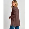 image:imageANRABESS Long Sleeve Shirts for Women Waffle Knit V Neck Loose Fit Side Slit 2026 Fall Sweater Tops for Daily Casual WearRed Brown