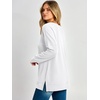 image:imageANRABESS Long Sleeve Shirts for Women Waffle Knit V Neck Loose Fit Side Slit 2026 Fall Sweater Tops for Daily Casual WearWhite