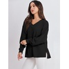 image:imageANRABESS Oversized Long Sleeve Shirts for Women Off the Shoulder Sweatshirt Loose V Neck Tunic Tops High Low Sweater 2026Black