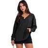 image:imageANRABESS Oversized Long Sleeve Shirts for Women Off the Shoulder Sweatshirt Loose V Neck Tunic Tops High Low Sweater 2026Black