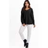 image:imageANRABESS Oversized Long Sleeve Shirts for Women Off the Shoulder Sweatshirt Loose V Neck Tunic Tops High Low Sweater 2026Black