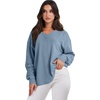 image:imageANRABESS Oversized Long Sleeve Shirts for Women Off the Shoulder Sweatshirt Loose V Neck Tunic Tops High Low Sweater 2026Blue
