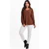 image:imageANRABESS Oversized Long Sleeve Shirts for Women Off the Shoulder Sweatshirt Loose V Neck Tunic Tops High Low Sweater 2026Caramel