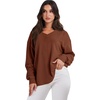 image:imageANRABESS Oversized Long Sleeve Shirts for Women Off the Shoulder Sweatshirt Loose V Neck Tunic Tops High Low Sweater 2026Caramel