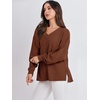 image:imageANRABESS Oversized Long Sleeve Shirts for Women Off the Shoulder Sweatshirt Loose V Neck Tunic Tops High Low Sweater 2026Caramel