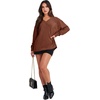 image:imageANRABESS Oversized Long Sleeve Shirts for Women Off the Shoulder Sweatshirt Loose V Neck Tunic Tops High Low Sweater 2026Caramel