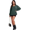 image:imageANRABESS Oversized Long Sleeve Shirts for Women Off the Shoulder Sweatshirt Loose V Neck Tunic Tops High Low Sweater 2026Dark Green