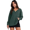 image:imageANRABESS Oversized Long Sleeve Shirts for Women Off the Shoulder Sweatshirt Loose V Neck Tunic Tops High Low Sweater 2026Dark Green