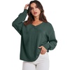 image:imageANRABESS Oversized Long Sleeve Shirts for Women Off the Shoulder Sweatshirt Loose V Neck Tunic Tops High Low Sweater 2026Dark Green