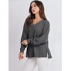image:imageANRABESS Oversized Long Sleeve Shirts for Women Off the Shoulder Sweatshirt Loose V Neck Tunic Tops High Low Sweater 2026Dark Grey
