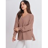 image:imageANRABESS Oversized Long Sleeve Shirts for Women Off the Shoulder Sweatshirt Loose V Neck Tunic Tops High Low Sweater 2026Deep Apricot