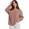 image:imageANRABESS Oversized Long Sleeve Shirts for Women Off the Shoulder Sweatshirt Loose V Neck Tunic Tops High Low Sweater 2026Deep Apricot