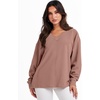 image:imageANRABESS Oversized Long Sleeve Shirts for Women Off the Shoulder Sweatshirt Loose V Neck Tunic Tops High Low Sweater 2026Deep Apricot