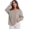 image:imageANRABESS Oversized Long Sleeve Shirts for Women Off the Shoulder Sweatshirt Loose V Neck Tunic Tops High Low Sweater 2026Grey Apricot