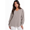 image:imageANRABESS Oversized Long Sleeve Shirts for Women Off the Shoulder Sweatshirt Loose V Neck Tunic Tops High Low Sweater 2026Grey Apricot