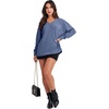 image:imageANRABESS Oversized Long Sleeve Shirts for Women Off the Shoulder Sweatshirt Loose V Neck Tunic Tops High Low Sweater 2026Grey Blue