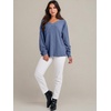 image:imageANRABESS Oversized Long Sleeve Shirts for Women Off the Shoulder Sweatshirt Loose V Neck Tunic Tops High Low Sweater 2026Grey Blue