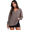 image:imageANRABESS Oversized Long Sleeve Shirts for Women Off the Shoulder Sweatshirt Loose V Neck Tunic Tops High Low Sweater 2026Light Brown