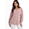 image:imageANRABESS Oversized Long Sleeve Shirts for Women Off the Shoulder Sweatshirt Loose V Neck Tunic Tops High Low Sweater 2026Pink