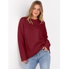 image:imageANRABESS Sweaters for Women 2026 Fall Long Sleeve Casual Loose Fit Knitted High Low Hem Basic Pullover Sweater TopsRed