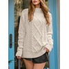 image:imageANRABESS Sweaters for Women Oversized Cable Knit Fall Long Sleeve Crewneck Casual Pullover Sweater Tops 2026 Winter OutfitsApricot