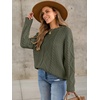 image:imageANRABESS Sweaters for Women Oversized Cable Knit Fall Long Sleeve Crewneck Casual Pullover Sweater Tops 2026 Winter OutfitsArmy Green