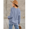 image:imageANRABESS Sweaters for Women Oversized Cable Knit Fall Long Sleeve Crewneck Casual Pullover Sweater Tops 2026 Winter OutfitsGrey Blue
