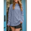 image:imageANRABESS Sweaters for Women Oversized Cable Knit Fall Long Sleeve Crewneck Casual Pullover Sweater Tops 2026 Winter OutfitsGrey Blue