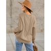 image:imageANRABESS Sweaters for Women Oversized Cable Knit Fall Long Sleeve Crewneck Casual Pullover Sweater Tops 2026 Winter OutfitsKhaki Brown