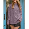 image:imageANRABESS Sweaters for Women Oversized Cable Knit Fall Long Sleeve Crewneck Casual Pullover Sweater Tops 2026 Winter OutfitsPurple