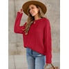 image:imageANRABESS Sweaters for Women Oversized Cable Knit Fall Long Sleeve Crewneck Casual Pullover Sweater Tops 2026 Winter OutfitsRed