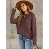 image:imageANRABESS Sweaters for Women Oversized Cable Knit Fall Long Sleeve Crewneck Casual Pullover Sweater Tops 2026 Winter OutfitsRed Brown