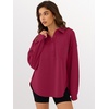 image:imageANRABESS Sweatshirt for Women Oversized Casual Long Sleeve Side Slit Button Lapel Polo Pullover Tunic Tops 2026 Fall OutfitsDark Red
