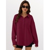 image:imageANRABESS Sweatshirt for Women Oversized Casual Long Sleeve Side Slit Button Lapel Polo Pullover Tunic Tops 2026 Fall OutfitsRed