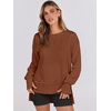 image:imageANRABESS Sweatshirts for Women 2026 Fall Long Sleeve Shirts Oversized Crewneck Lightweight Side Split Casual Pullover TopsBurnt Brown