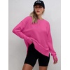 image:imageANRABESS Sweatshirts for Women 2026 Fall Long Sleeve Shirts Oversized Crewneck Lightweight Side Split Casual Pullover TopsHot Pink