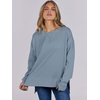 image:imageANRABESS Sweatshirts for Women 2026 Fall Long Sleeve Shirts Oversized Crewneck Lightweight Side Split Casual Pullover TopsLight Blue