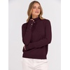 image:imageANRABESS Turtleneck Sweaters for Women Long Sleeve Dressy Casual Soft Knitted Button Pullover Tops 2026 Fall Winter ClothesWine Red