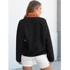 image:imageANRABESS Women Fuzzy Fleece Pullover Sherpa Sweatshirt  Long Sleeve Button Down Warm Soft Color Block Jackets with PocketsBlack