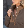 image:imageANRABESS Women Fuzzy Fleece Pullover Sherpa Sweatshirt  Long Sleeve Button Down Warm Soft Color Block Jackets with PocketsBrown